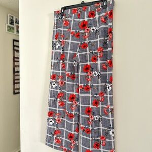 Floral Plaid Wide Leg Pants